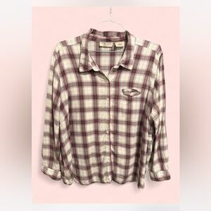 Lemon Grass plaid  Button Down Shirt for Women Cabincore
